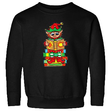 Discover Elf Reading Book Lover Christmas Pajama Bookworms Reader Sweatshirts