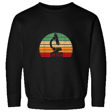 Discover Lab Tech Retro Sunset Scientist Microscope Microscopy Sweatshirts