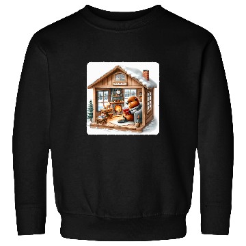 Discover Beaver Reading Engineering Book In Rustic Cabin Fireplace Sweatshirts