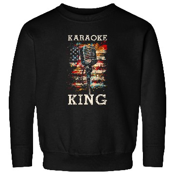 Discover Karaoke King Singer vintages Microphone US Flag Singing Sweatshirts