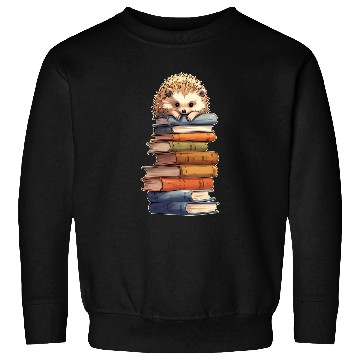 Discover Hedgehog Books Stack of Books Reading Books Sweatshirts