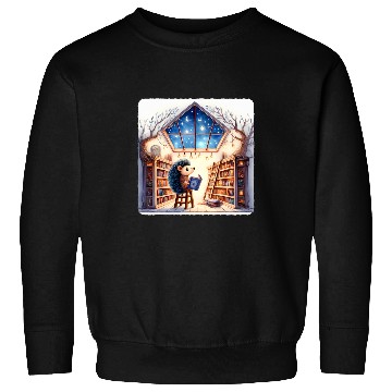 Discover Hedgehog Reading Star Gazing Book Library Branches Stars Sweatshirts