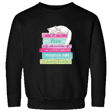 Discover Jane Austen Book Stack Funny Literary Literature Sweatshirts
