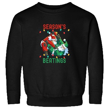 Discover Seasons Beatings Funny Santa Seasons Greetings Mens Womens 1 Sweatshirts