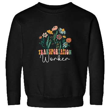 Discover Retro Groovy floral Transportation Worker Wildflower Tees Sweatshirts