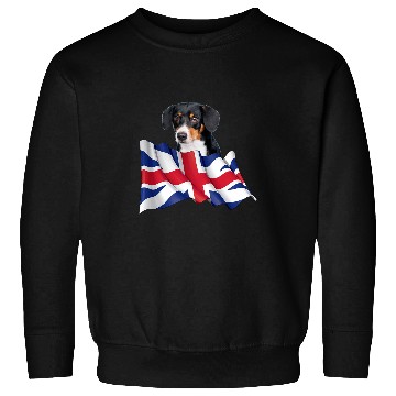 Discover Union Jack Flag Dog Entlebucher Sennenhund Sweatshirts