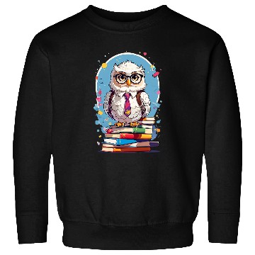 Discover Owl Teacher standing on books 2 Sweatshirts