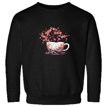 Discover Coffee Books And Cherry Blossoms Reading Tea 3 Sweatshirts