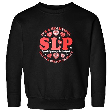 Discover SLP Speech Therapy Pathologist Crew Groovy Valentines Hearts Sweatshirts