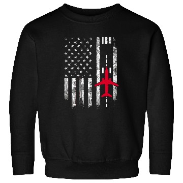 Discover US Flag Airport Runway Airplane Pilot Sweatshirts