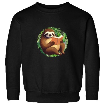 Discover Sloth Reading Book Slow Reader School Teacher Cute Animal Sweatshirts