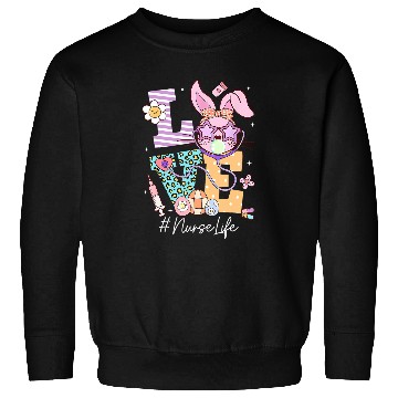 Discover Love nurses Easter Bunny Eggs Stethoscope Cute Scrub Women Sweatshirts