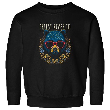 Discover Priest River Idaho Fun Bear Wearing Glasses Flowers Design Sweatshirts