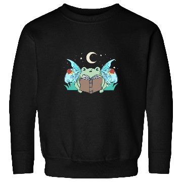 Discover Cottagecore Aesthetic Cute Kawaii Frog Fairy Reading Book Sweatshirts