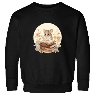 Discover Cottagecore Flowers Mouse Read A Book Lover Bookworm 2 Sweatshirts