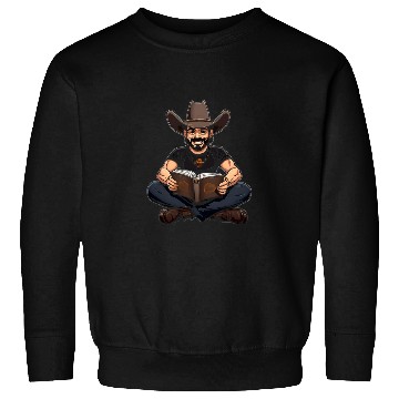 Discover Cowboy Reading Book Funny Book Reader Bookworm Western Sweatshirts