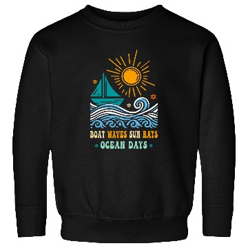 Discover Marine Navigation Boat Waves Sun Rays Ocean Day Cabin cruise Sweatshirts