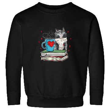 Discover Cute Cat Reading Book For Cat Lovers Sweatshirts