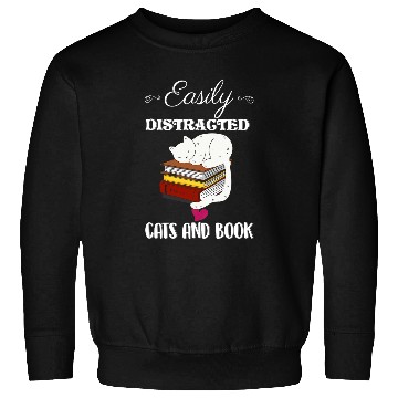 Discover Cute Cats And Books Funny Cat Lovers Sweatshirts