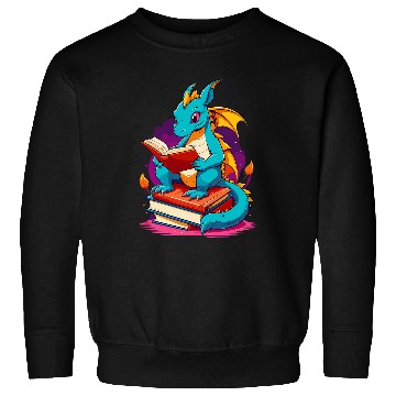 Discover Dragon Reading A Book Cute Dragon Lover Book Reader 1 Sweatshirts