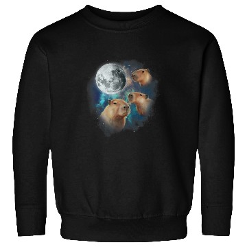 Discover 3 capybarass Howling At Moon Funny Weird Cursed Meme Sweatshirts