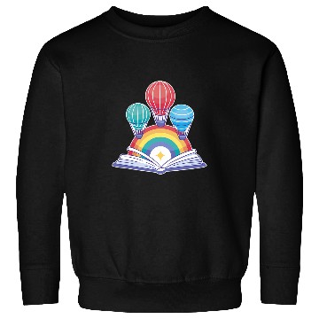 Discover Open Book With Hot Air Balloons Rainbows Sweatshirts