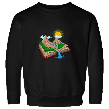 Discover Mens Creative Book Outdoors Scenery Mountain Sun Hiking Nerd Sweatshirts