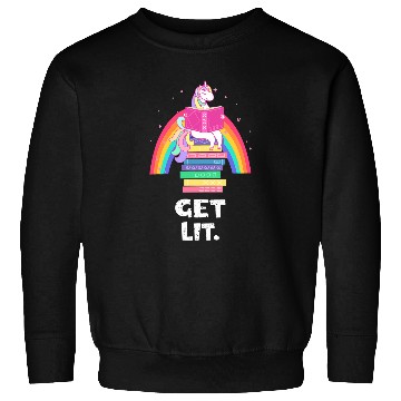 Discover Book Readers Get Lit Reading Books Funny Unicorns 2 Sweatshirts