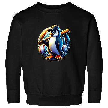 Discover Funny Lets Go Penguin Playing Baseball Sweatshirts