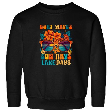 Discover Boat Waves Sun Rays Lake Days Summer Vacation Sweatshirts