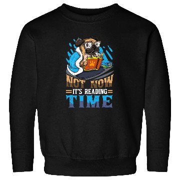 Discover Book Reader Funny Reading Time Dog Pug Bookworm Humor Sweatshirts