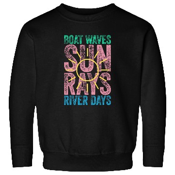 Discover Boat Waves Sun Rays River Days Cute Retro Summer Vacation Sweatshirts
