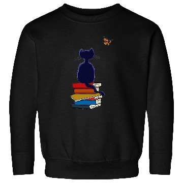 Discover reading book cat book and tea lover Sweatshirts