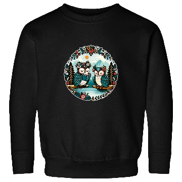 Discover Owl Wilderness Book Reading Illustration Floral Sweatshirts