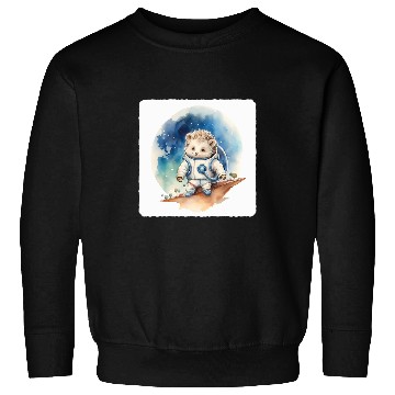 Discover Astronaut Hedgehog On Moon Space Exploration Celestial Sweatshirts