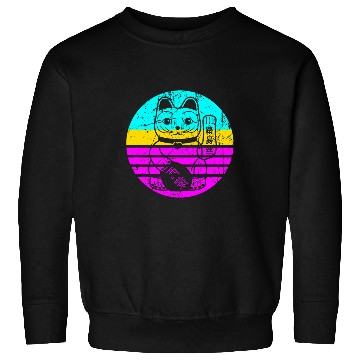 Discover Japanese Maneki Neko Lucky Cat Distressed Sweatshirts