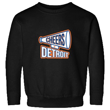 Discover Detroit Navy Blue And Orange Megaphone Sweatshirts