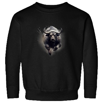 Discover Buffalo Splash Motif Drawing Animal Print Bison Wildlife Sweatshirts