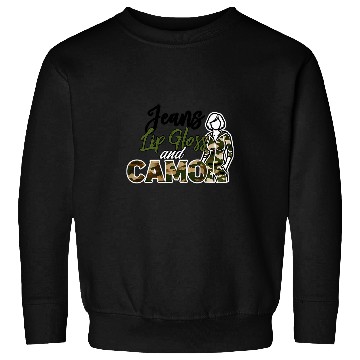 Discover Jeans Lip Gloss Camo Sayings Graphic Orange Sweatshirts
