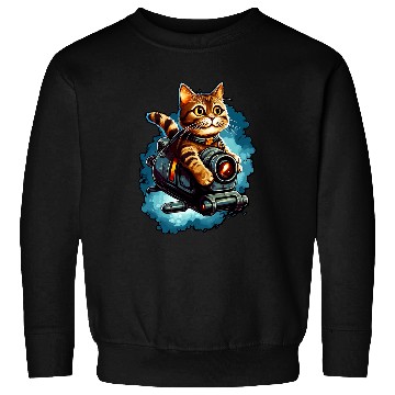 Discover Cartoon cat flying with jet train Fantasy art Standard Sweatshirts