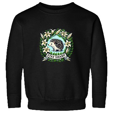 Discover Cute Hedgehog Illustration Stay Sharp 3 Sweatshirts