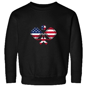 Discover Pickleball American Flag vintages Retro Pickleball Paddle USA Sweatshirts