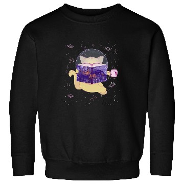 Discover Space Cat Reading Book and Tea Space Cat Sweatshirts