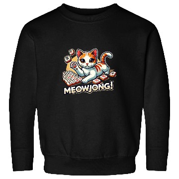 Discover Playing Mahjong Tiles Meowjong Cat Kitten Sweatshirts