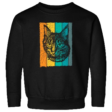 Discover Cat face drawing retro Sweatshirts