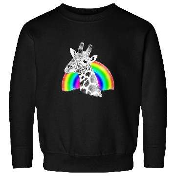 Discover Giraffe with Rainbow as Drawing Wild Animal in Africa Sweatshirts