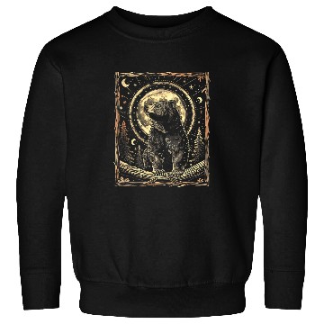 Discover Linocut Bear Drawing Cottagecore Moon Celestial Print Sweatshirts