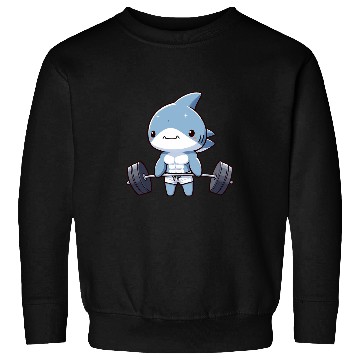 Discover Cute Muscular Shark Weightlifting Funny Workout Sweatshirts