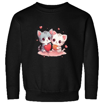 Discover Cute Kittens Hearts Knitting Wool Balls Cats Lover Design Sweatshirts