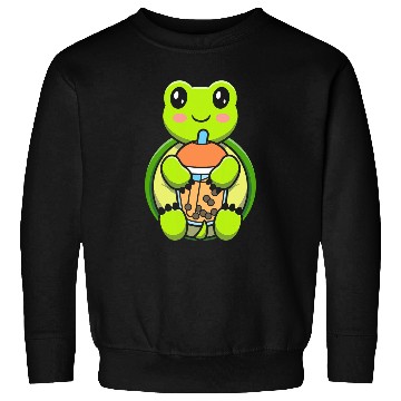 Discover Bubble Milk Tea Turtle Cute Turtle Drinking Boba Milk Tea 1 Sweatshirts